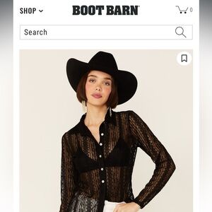 WILD MOSS WOMEN'S LACE BUTTON FRONT SHEER LONG SLEEVE SHIRT - color black